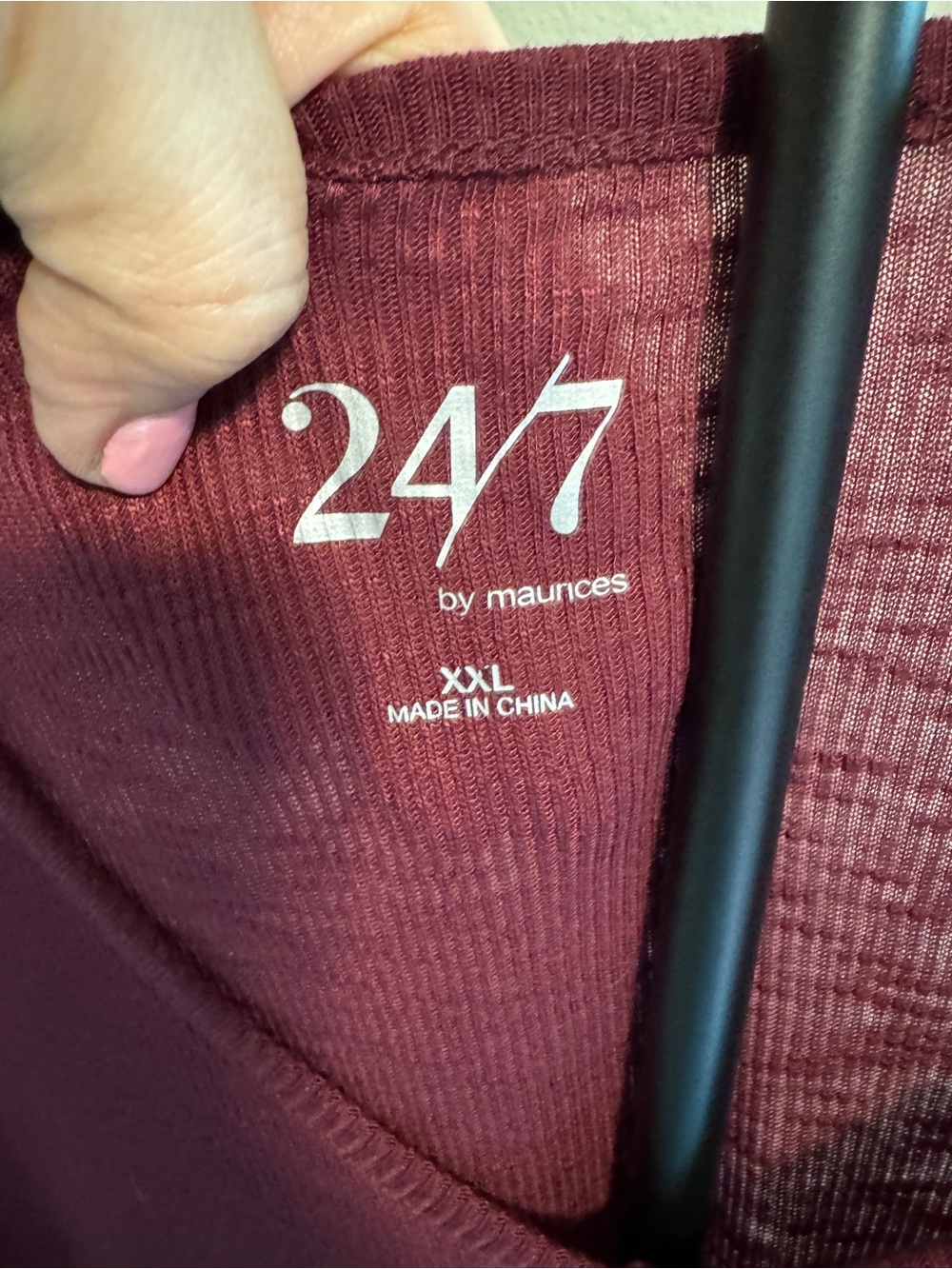 Maurices Burgundy V-Neck Short Sleeve Top - Picture 3 of 5